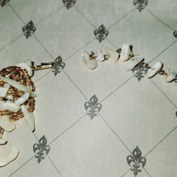 Vintage Natural Shell Mother of Pearl MOP Strand Necklace Bib Choker - Picture 3 of 5